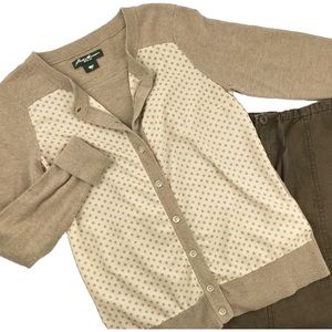 Eddie Bauer-Cardigan Tan & Cream Print Front (354)